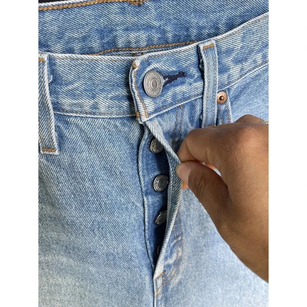 Levi's 501 High Rise Buttonfly Straight Leg Women's W27 Distressed Ankle Jeans